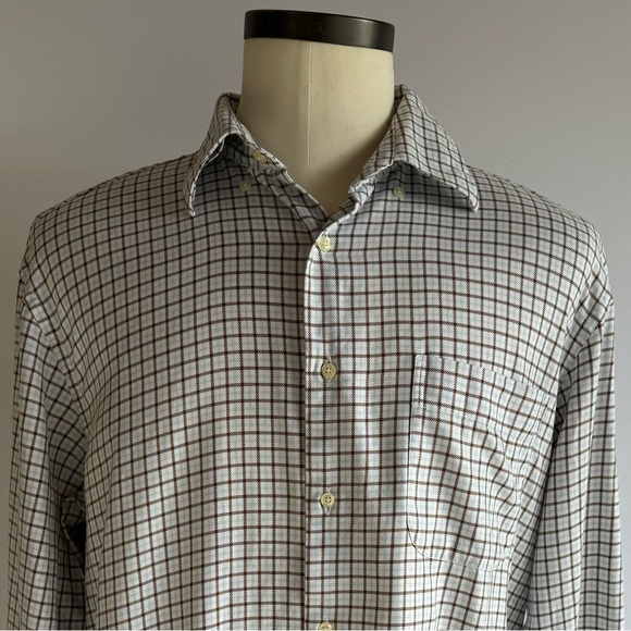 Peter Millar Plaid Brown White and Blue Size L - Picture 1 of 5